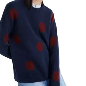 Madewell dot graystone pullover sweater XXS navy blue NWT